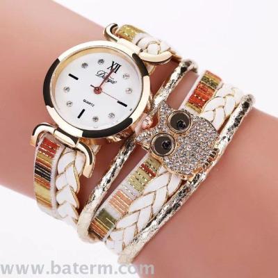 Fast selling fashion trend cute owl wrap bracelet watch female multi-level bracelet table