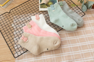 Korean rabbit rabbit ear candy cotton baby socks and student's socks stockings stockings high factory direct wholesale