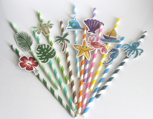ocean series paper straw disposable creative cartoon straw banquet party