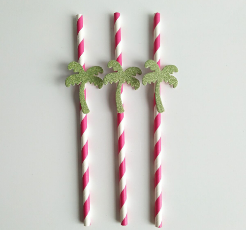 Paper Straw Party Creative Props Banquet Decoration Card Straw Coconut Tree