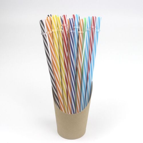 23cm Band Multicolor Thread Plastic Straw Pp Double Color Straw Mason Bottle Cup Drink Straw