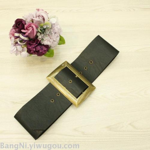 Hot Sale Popular Fashion European and American Ladies Belt Oversized Buckle Decoration Super Wide Waist Seal Factory Direct Sales 