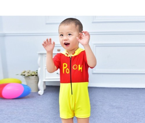new infant one-piece cartoon hooded baby swimsuit 0-3 years old hot spring swimming pool