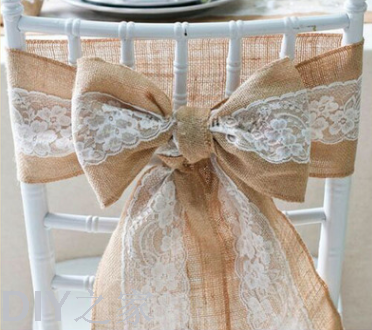 Yellow Linen table runner of Lace yarn Christmas party craft...