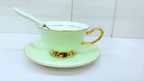 High-Grade Bone China Ceramic Coffee Cup and Saucer with Spoon Four-Color Scented Tea Afternoon Tea Milk Cup Water Cup