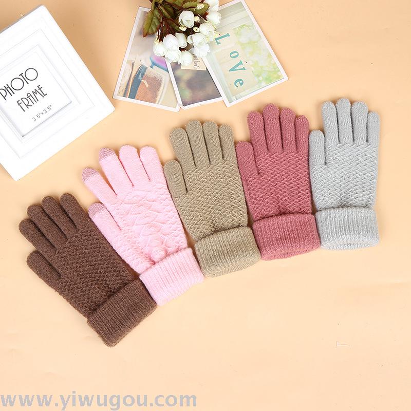 Ladies touch screen gloves cold warm in autumn and winter fashion new purl stitch knitted winter glo