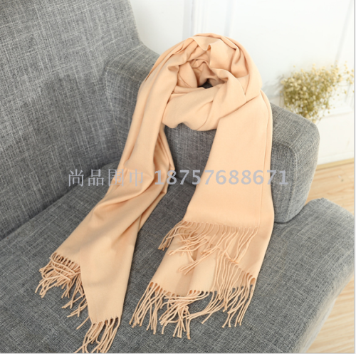 Korean Style Autumn and Winter Warm Monochrome Scarf Shawl Origin Supply Artificial Cashmere Scarf
