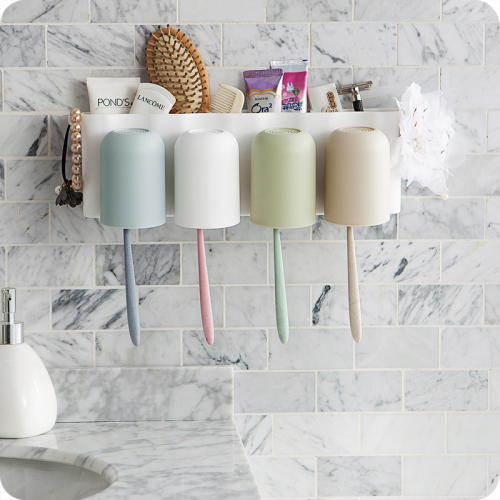 Seamless Viscose Toothbrush Holder Gargle Cup Toilet Wall-Mounted Shelves Creative Toiletries Storage Rack
