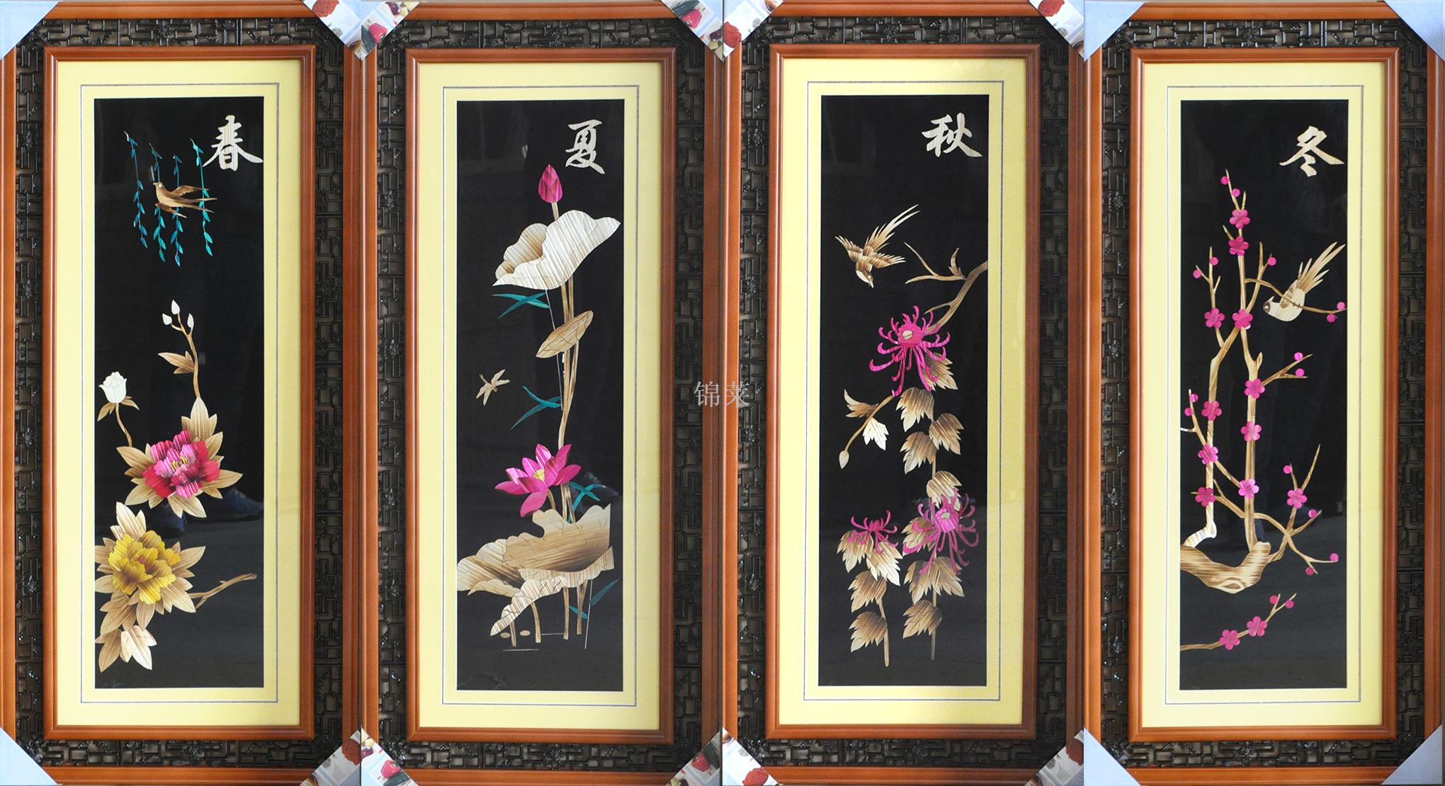 麦秆画麦草画麦烫画麦秸画烧烫画花鸟风景现代家庭装饰赠亲友