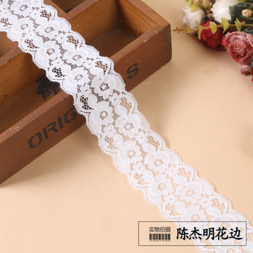 factory direct 5.5cm wide white double side lace pattern hollow embroidery lace