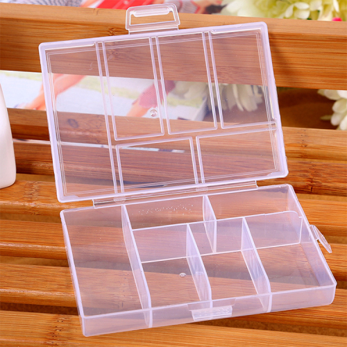 pp transparent 6-grid sorting box with lid plastic small box
