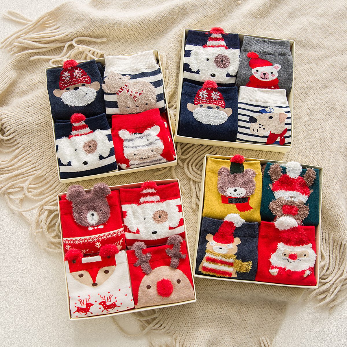 Hart Christmas stockings Ladies Middle Tube cute cartoon Day...