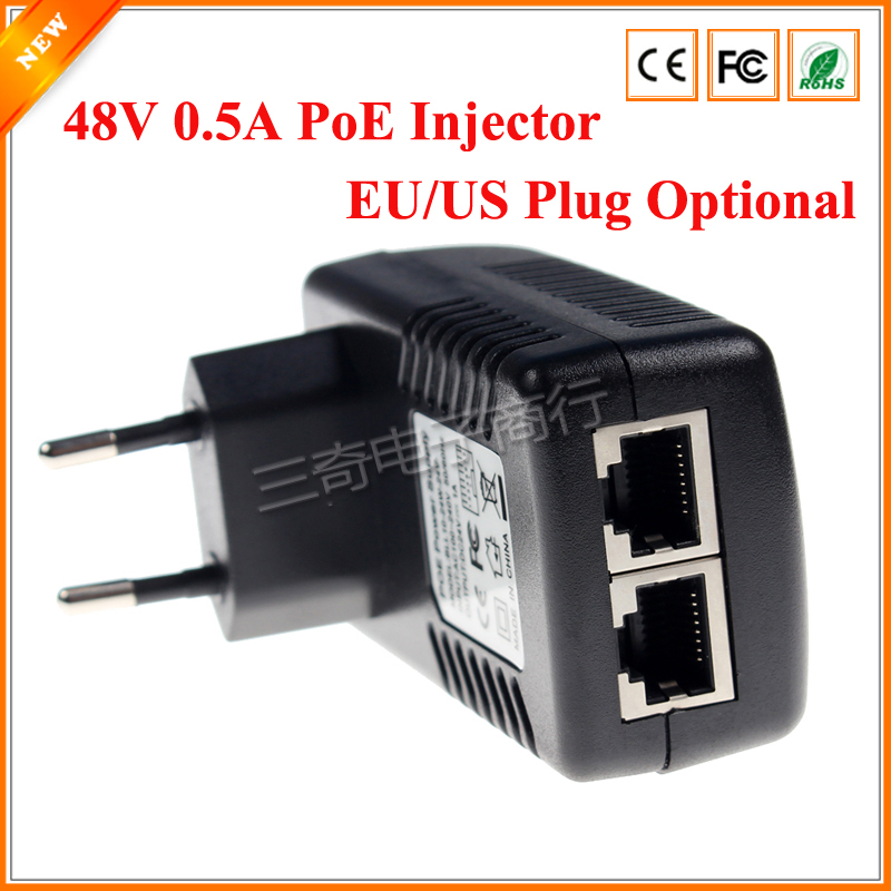 US 48V-0.5A Wall Plug POE Injector Ethernet Adapter IP Phone//Camera Power Supply