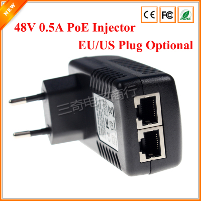 48V 0.5A 24W POE Wall Plug POE Injector Ethernet Adapter IP Camera Phone PoE Power Supply US EU Plug