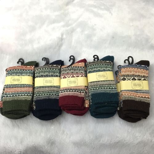 Stall Angora Wool Men‘s Socks Retro Ethnic Warp Knitting Cotton Socks Boot Socks Room Socks Socks with Non-Binding Top Warm-Keeping Socks
