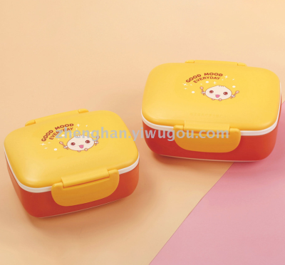 Rectangular plastic lunch box double lunch box microwave lunch box