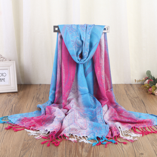 bohemian ethnic style colorful gradient tassel jacquard scarf travel sunscreen scarf shawl