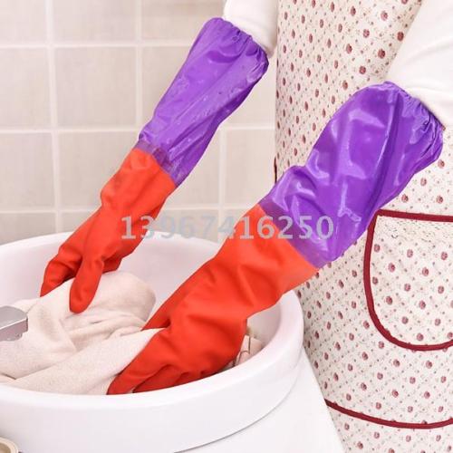 Fleece-Lined Warm Household Gloves Kitchen Good Helper Dishwashing Gloves Winter Waterproof Cleaning Gloves Rubber Gloves