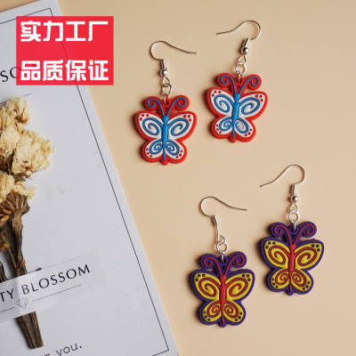 Butterfly PVC soft earring earrings gift giving.