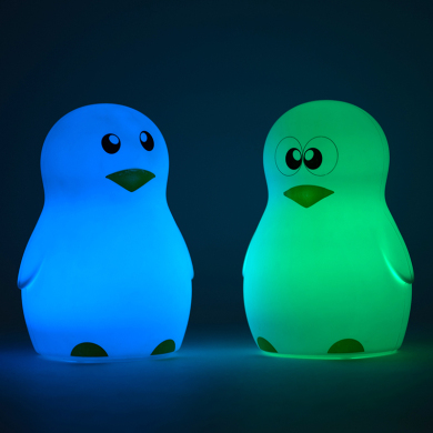 萌企鹅硅胶灯情感萌宠七彩可爱企鹅小夜灯 usb萌宠拍拍硅胶灯