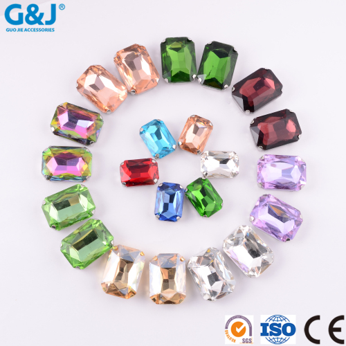 Rectangular Octagonal Metal Four-Claw Buckle Headdress Flower Shoes and Hats Imitation Platform Rhinestone Claw Buckle Can Be Fixed Environmental Protection Material