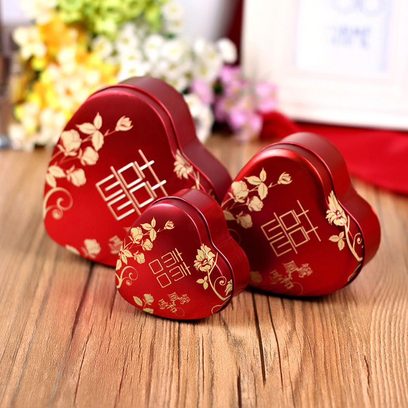 Creative heart-shaped custom candy gift package box of tin-iron printing wedding goods manufacturers