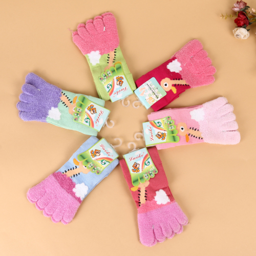 hyatt rabbit winter comfortable warm five-finger socks cartoon female socks children‘s socks