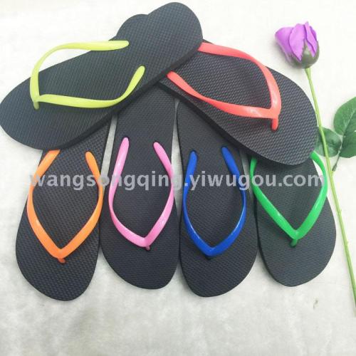 foreign trade pe beach flip flops women‘s fluorescent strap slippers