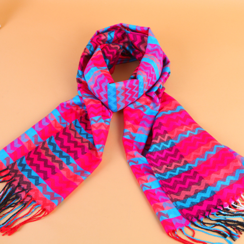 twill wave pattern long tassel decoration fashionable versatile jacquard scarf shawl