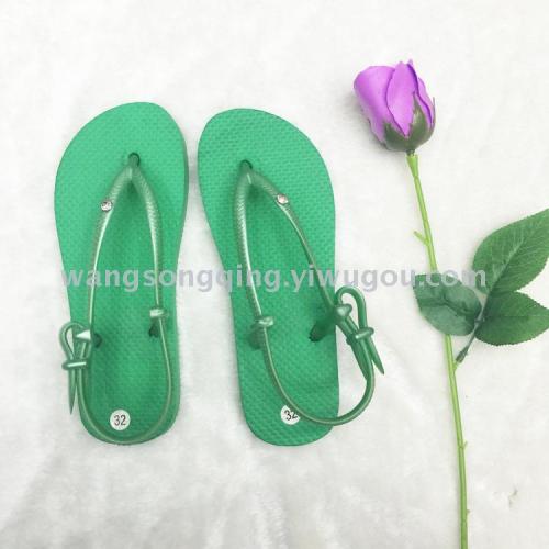 foreign trade pe bottom pvc beach women‘s plus ornament nail rhinestone summer flip-flops sandals
