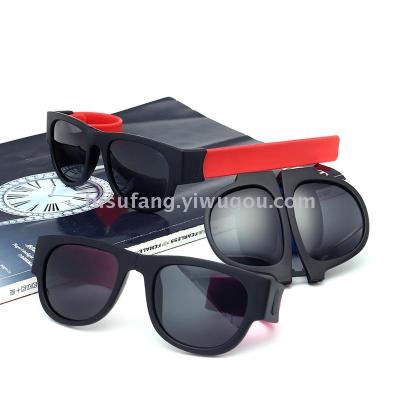 Fashionable and fashionable pop circle sunglasses outdoor folding and matching sunglasses 6825