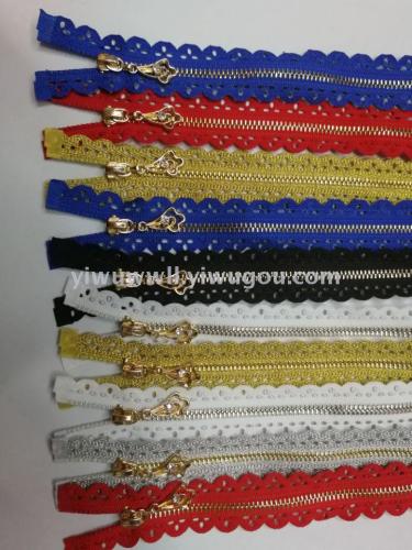factory direct sales 3# gold-plated zipper， light gold zipper， lace zipper， phnom penh zipper， silver zipper
