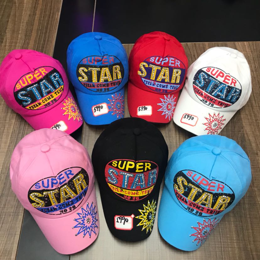 The new children's diamond-encrusted baseball cap cotton cap spot processing.