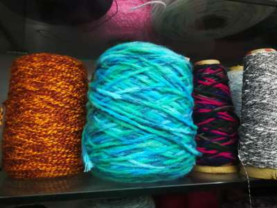 Section color acrylic blended yarn with coarse thread and needle thread by hand knitting section dyeing wool.