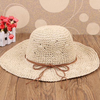 Straw hat Korean version of the hat \"women summer outing sun protection, beach hats uv protection, can be folded
