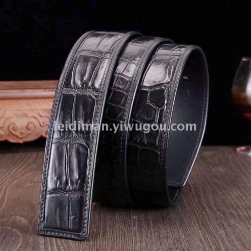 belt authentic crocodile skin without stitching buckle can be matched with exquisite smooth steel buckle buckle belt at will