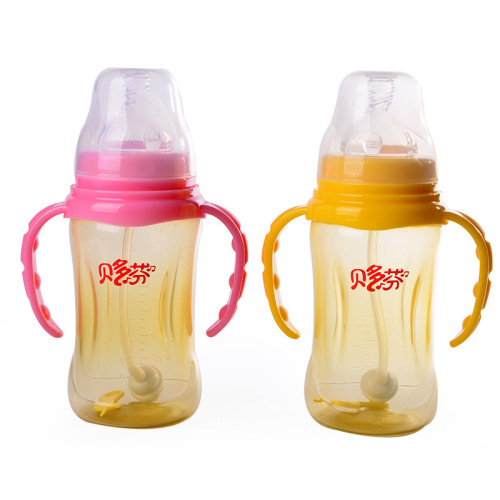 Baby Products New Feeding Bottle with Handle Strap Straw Pp Nano Feeding Bottle Wide-Mouthed Feeding Bottle