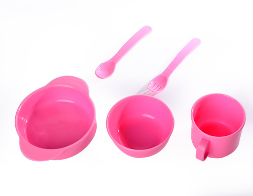 [honey baby] children‘s tableware bowl spoon cup suit baby tableware 5-piece set solid food tableware