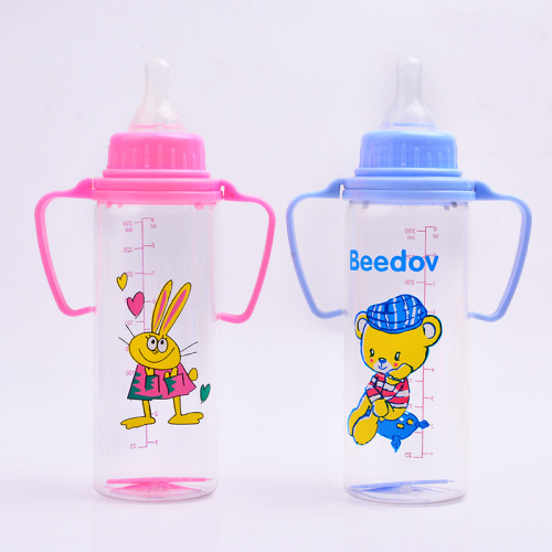 [honey baby] standard mouth 250ml three-color pc feeding bottle baby feeding bottle with handle baby feeding bottle wholesale