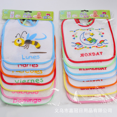 factory foreign trade wholesale spanish anti-dirty children‘s saliva towel cartoon printing baby bib baby supplies