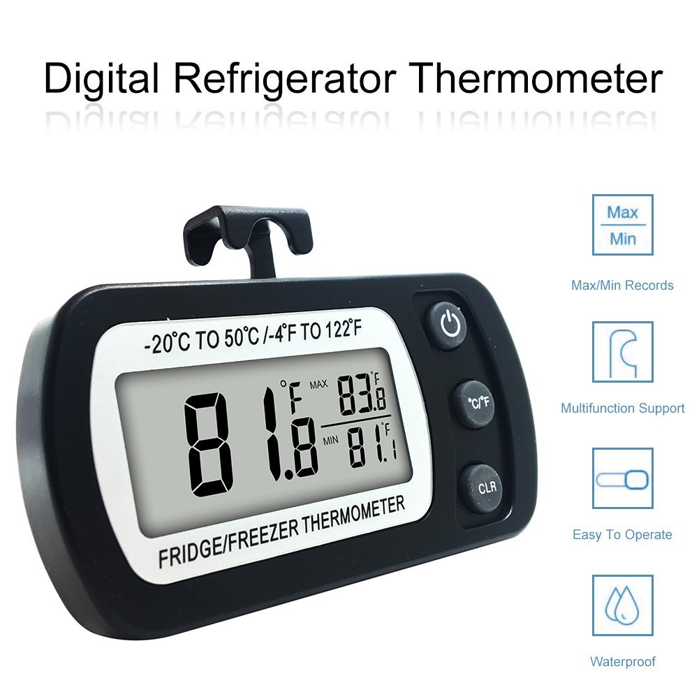 Digital Refrigerator Thermometer, Mini Freezer Thermometer