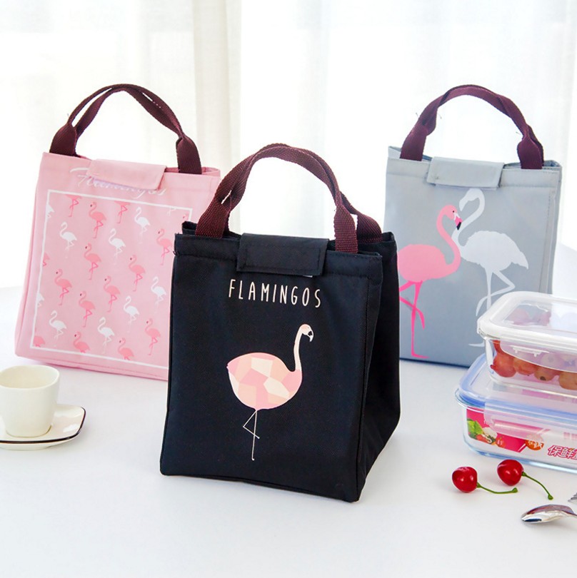 Waterproof Portable Lunch Bag Cartoon Flamingo Insulated Bag Picnic Cold Preservation Thermal Bag