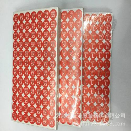 Factory Direct Red round Self-Adhesive Clothing Size Label round Digital Label Shoes Size Label in Stock Wholesale 