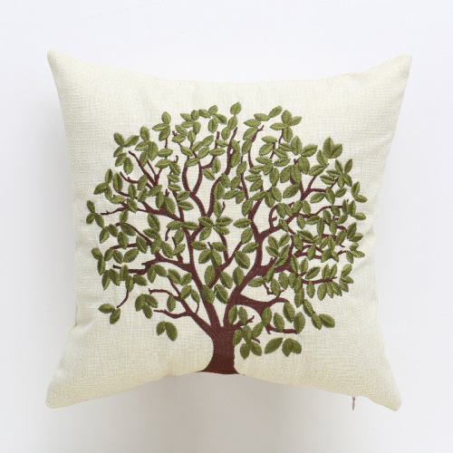 Embroidered Pillow Case， cotton Linen Home Sofa Office Cushion Cover without Pillow Core Customizable