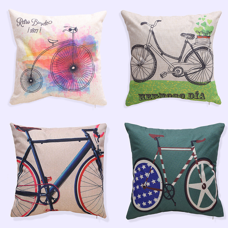 Creative bike office sofa pillow case.