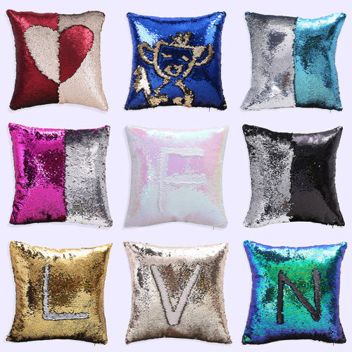 foreign trade hot selling two-color sequined pillow pillowcase car sofa cushion cover european pillow cover