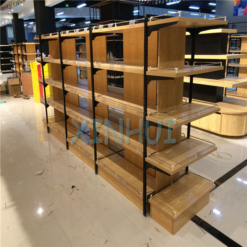 进口商品店货架 便利店超市货架 母婴店药店钢木货架 铁木结合