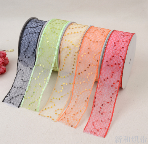 Ultrasonic Embossing ribbon Sequins DIY Snow Ribbon Packaging Accessories 