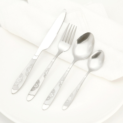 chengfa stainless steel tableware rich flower knife， fork and spoon four components stainless steel knife， fork and spoon