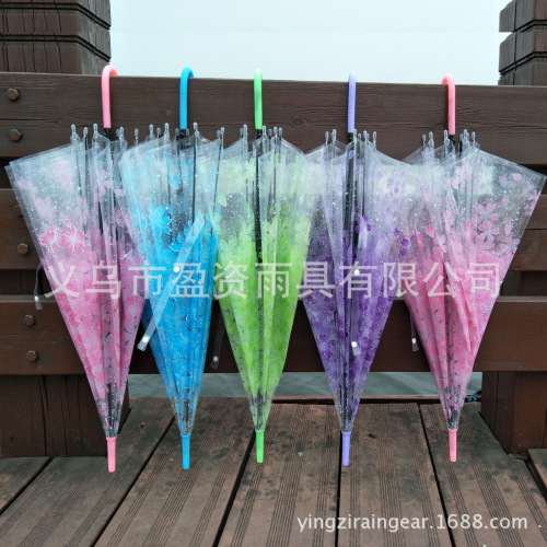 Umbrella Spot Factory Wholesale Cherry Blossom PVC Transparent Umbrella Dance Props Disposable Umbrella